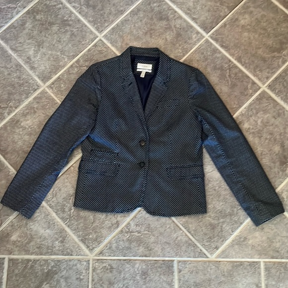 J. Crew Schoolboy cotton navy dotted women’s blazer size 12, polka dot - Picture 2 of 8